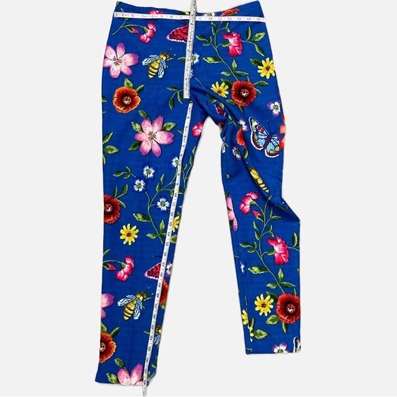 J. McLaughlin Margot Pants Size 6 Blue Floral Butterfly Print Slim - Picture 12 of 13